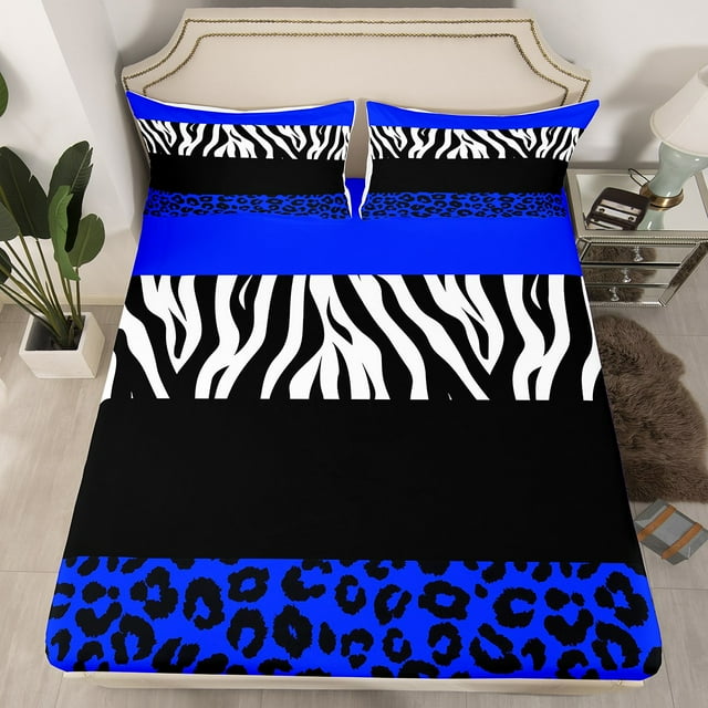 Erosebridal Drap-Housse à Imprimé Zèbre Léopard Simple, Ensemble de Literie Géométrique Rectangulaire Taille Simple, Décoratif Animal, (Sans Drap du Dessus)