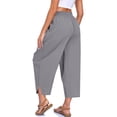 thumbnail image 5 of Oksale Barrel Pants for Women Petite Pull On Capri Pants with Pockets Loose Casual Drawstring Elastic Waist Linen Capris for Vacation Gray M, 5 of 8