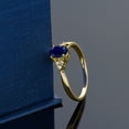 thumbnail image 4 of Gem Stone King 14K Yellow Gold Blue Sapphire and Diamond Women's Engagement Ring (0.55 Cttw Oval, Available in Size 5, 6, 7, 8, 9), 4 of 5