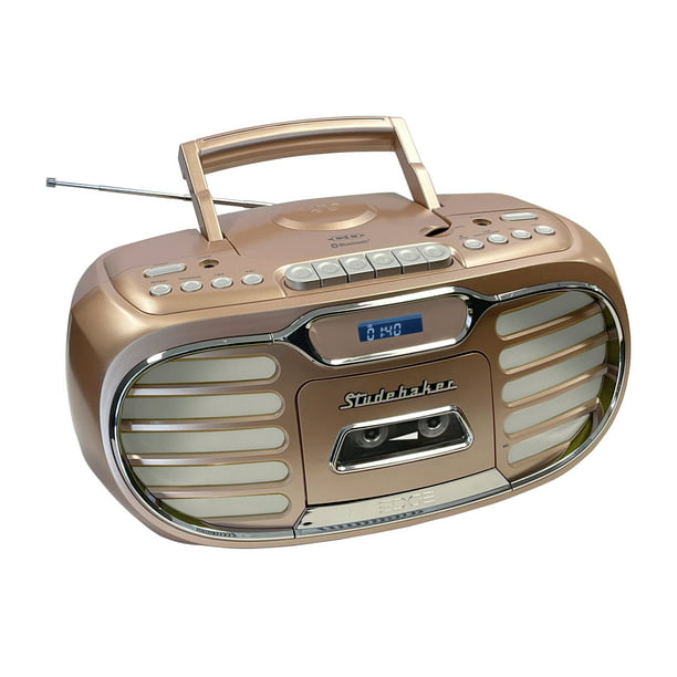 Vestiging Uitbarsten Beschrijven Studebaker Retro Edge Big Sound Bluetooth Boombox with CD/Cassette  Player-Recorder/AM-FM Stereo Radio - Walmart.com