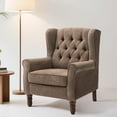 thumbnail image 2 of MALOL Modern Wingback Accent Chair set of 2, Tufted Mid-Century Armchair with Thick Padded Seat, Brown, 2 of 8