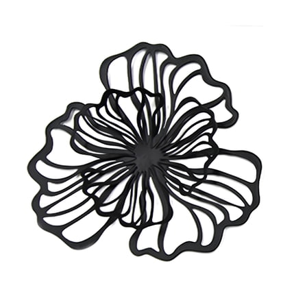 LAMIRO Floral Wall Hanging Decor Metal Wall Art Decoration for Bathroom Living Room Black Small