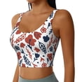 thumbnail image 2 of Vsdgher Red Blue Leaves Print Women Sleeveless Athletic Tank Top Built-in Bra Camisole Sports Vest for Yoga Running Fitness Exercise with Removable Pads, 2 of 8