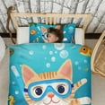 thumbnail image 3 of Cat Snorkeling Underwater Duvet Cover and Pillowcase Set for Single Bedding, Bedroom Accessories for Kids Teens, 3 of 5