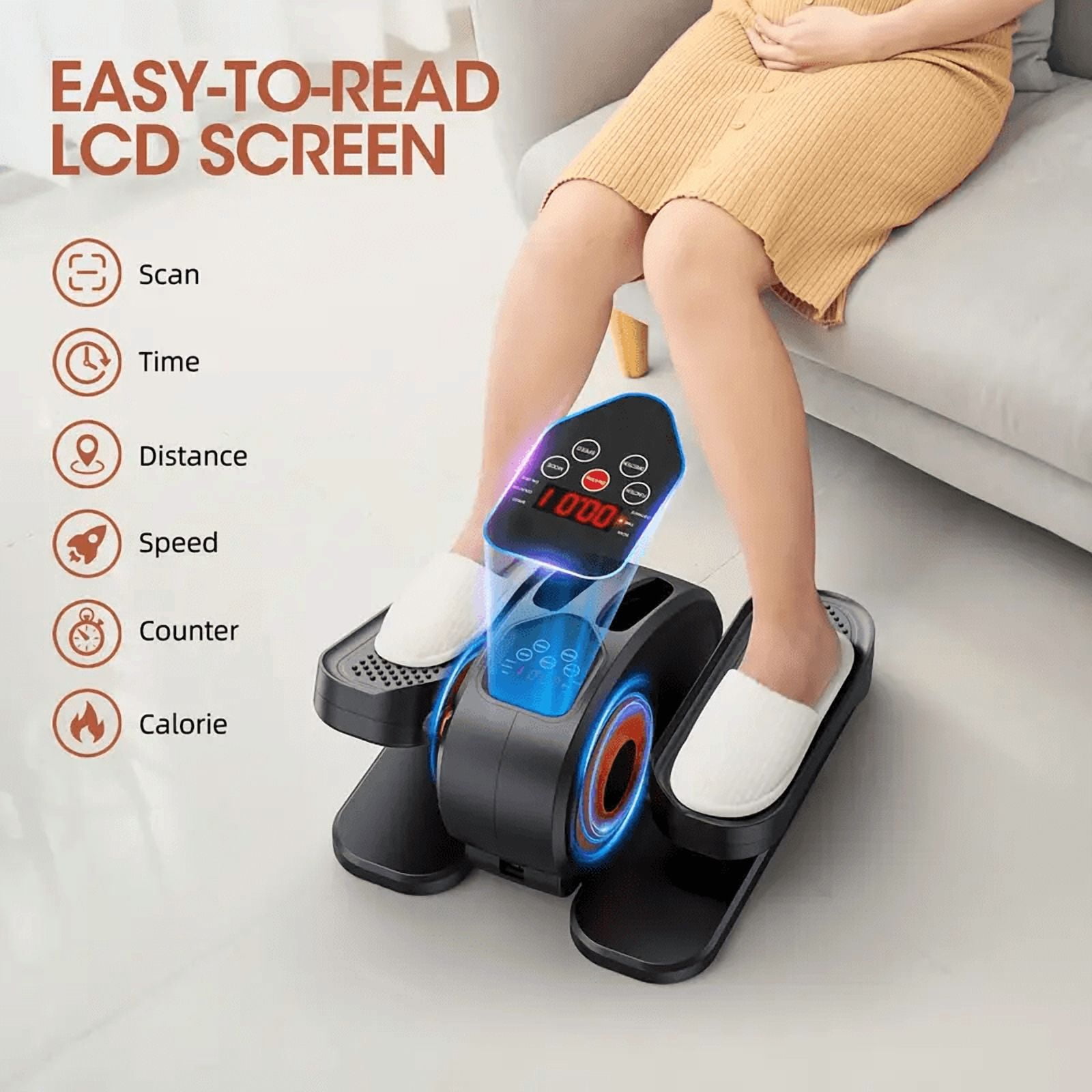 Under Desk Elliptical Machine - Electric, Quiet & Fully Assembled for Seniors. Portable Seated Leg Exerciser with Remote Control. ESL Pedal Trainer