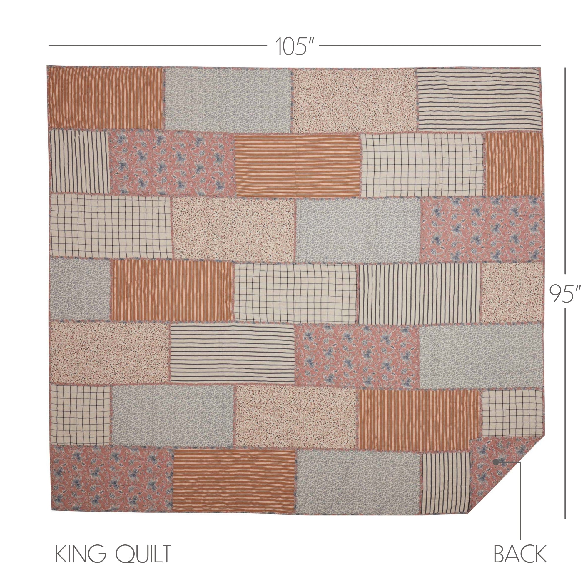 VHC Brands Kaila Collection White Patchwork Cotton Quilt, King - Reversible