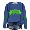 thumbnail image 3 of AherBiu Chandails en Molleton de la Saint-Patrick pour Femmes Col Rond Manches Longues Imprimé Trèfle Doublé en Polaire Vêtements de Printemps, 3 of 4