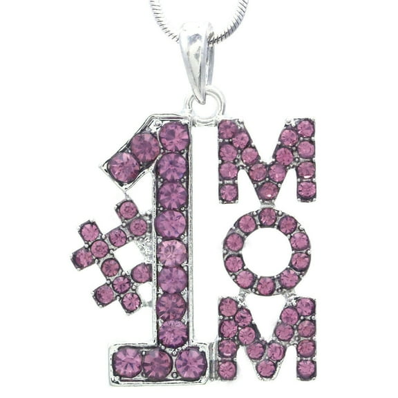 Purple Number One #1 Mom I Love You Pendant Necklace Mothers Day Gift Charm