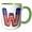 Green/White, variant on 3drose, Stars and Stripes Monogram Initial W, 11oz Magic Transforming Mug