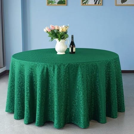 

Trimming Shop 120 - Round Green Damask Table Cloth with an Overlay Branch Swirl Pattern Linen Table Cover Washable Tablecloth for Dining Candlelight Dinner Party Restaurant - 5pcs