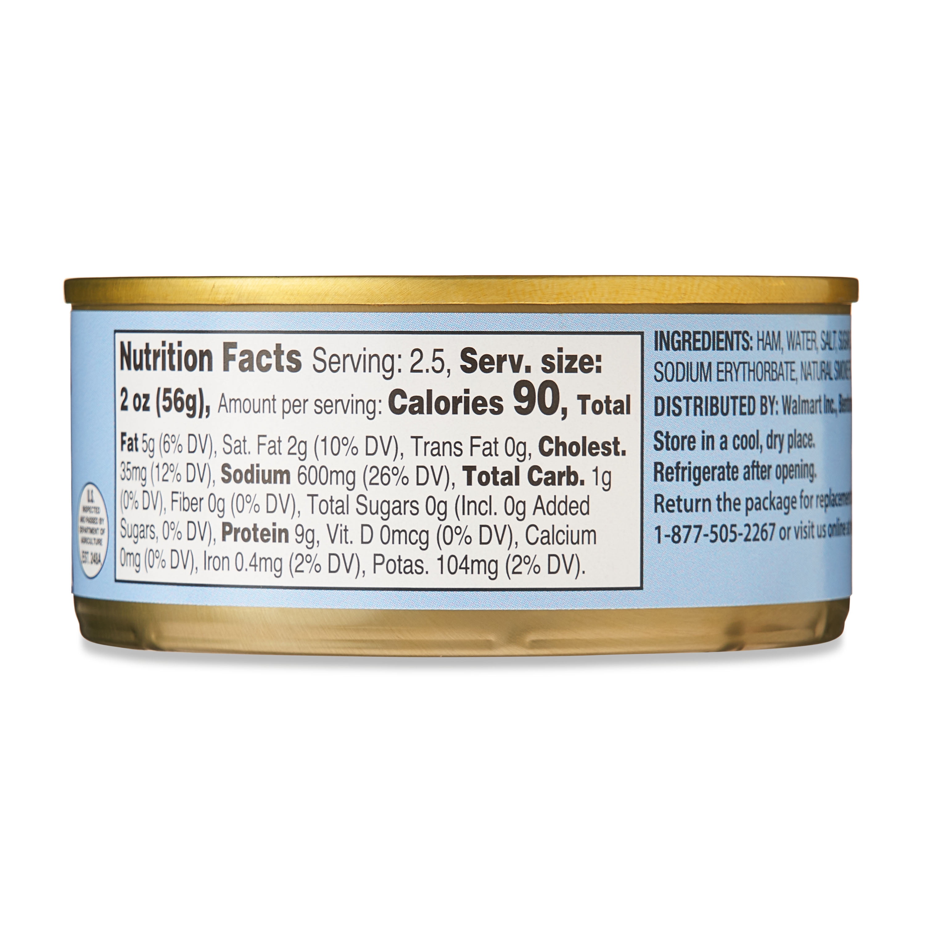 (12 pack) Great Value Smoked Diced Ham, Water Added, Fully Cooked, 5 oz Can