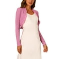 thumbnail image 1 of INSPIRAR CHIC Suéter Corto de Cuello con Volantes Elegante para Mujeres, Abierto, Tejido, Color Rosa, 1 of 6