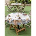 thumbnail image 3 of Outdoor Tablecloth with Umbrella Hole and Zipper, Orange Blue Fall Round Table Cloth 60 Inch Waterproof Tablecloth, Thanksgiving Floral Botanical Picnic Table Cover for Patio Camping, 3 of 7