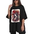 thumbnail image 4 of Plus Size Shirt for Women Oversized Black Tops for Women Short Sleeves Shirt for Women Skull (7) T Shirt Crewneck Shirt for Women M, 4 of 5