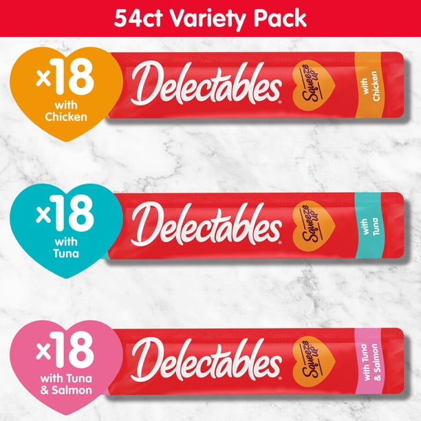 Hartz Delectables Squeezable Wet Cat Treats, Variety Pack