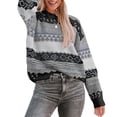 thumbnail image 3 of Women Sweater Long Sleeve Color Block Patchwork Crewneck Loose Pullover Knitted Top for Winter Autumn Black M, 3 of 6