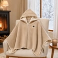 thumbnail image 2 of QISIWOLE Beige Heated Hooded Shawl Wrap For Women, 3 Heat Settings Fast Heating, 4.8 ft x 31.5 in Cotton Blend Heated Blanket, For Home Office Travel Winter Warmth, 2 of 6