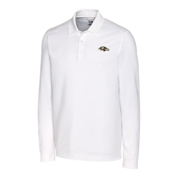 Men's Cutter & Buck White Baltimore Ravens Advantage Long Sleeve Polo