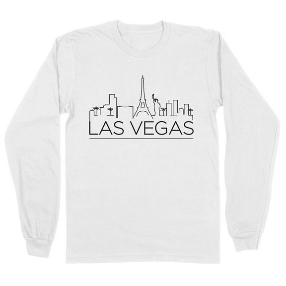 Skyline Las Vegas Nevada Long Sleeve Shirt Unisex Large White