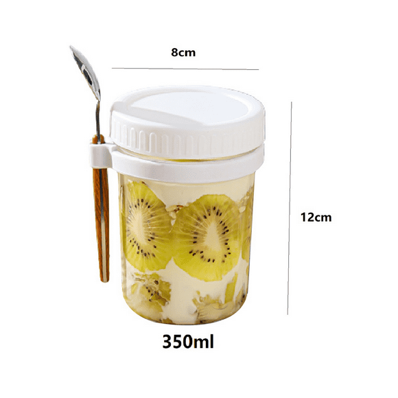 Overnight Oats Containers with Lids and Spoons-Glass Food Storage Containers for Milk, Cereal, Fruit-Oatmeal Jars