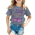 thumbnail image 1 of T-shirts pour Filles Mode Décontractée Imprimé Col Rond Manches Courtes Vêtements pour Bébés Filles Gris 6-7 Ans, 1 of 4