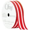 Offray Ribbon, Red 7/8 inch Stripe Grosgrain Ribbon, 9 feet