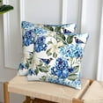 thumbnail image 6 of Blue and White Floral Pillow Covers 18x18 Set of 2, Spring Hydrangea Hibiscus Flower Throw Pillow Covers Outdoor Decorative Pillow Case for Couch Bed Sofa Cushion Home Decor, 6 of 6