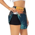 thumbnail image 1 of Balery Palm Trees Pantalones cortos deportivos para mujer con forro y dos bolsillos, elásticos, para entrenamiento, gimnasio, yoga-XX-Large, 1 of 7