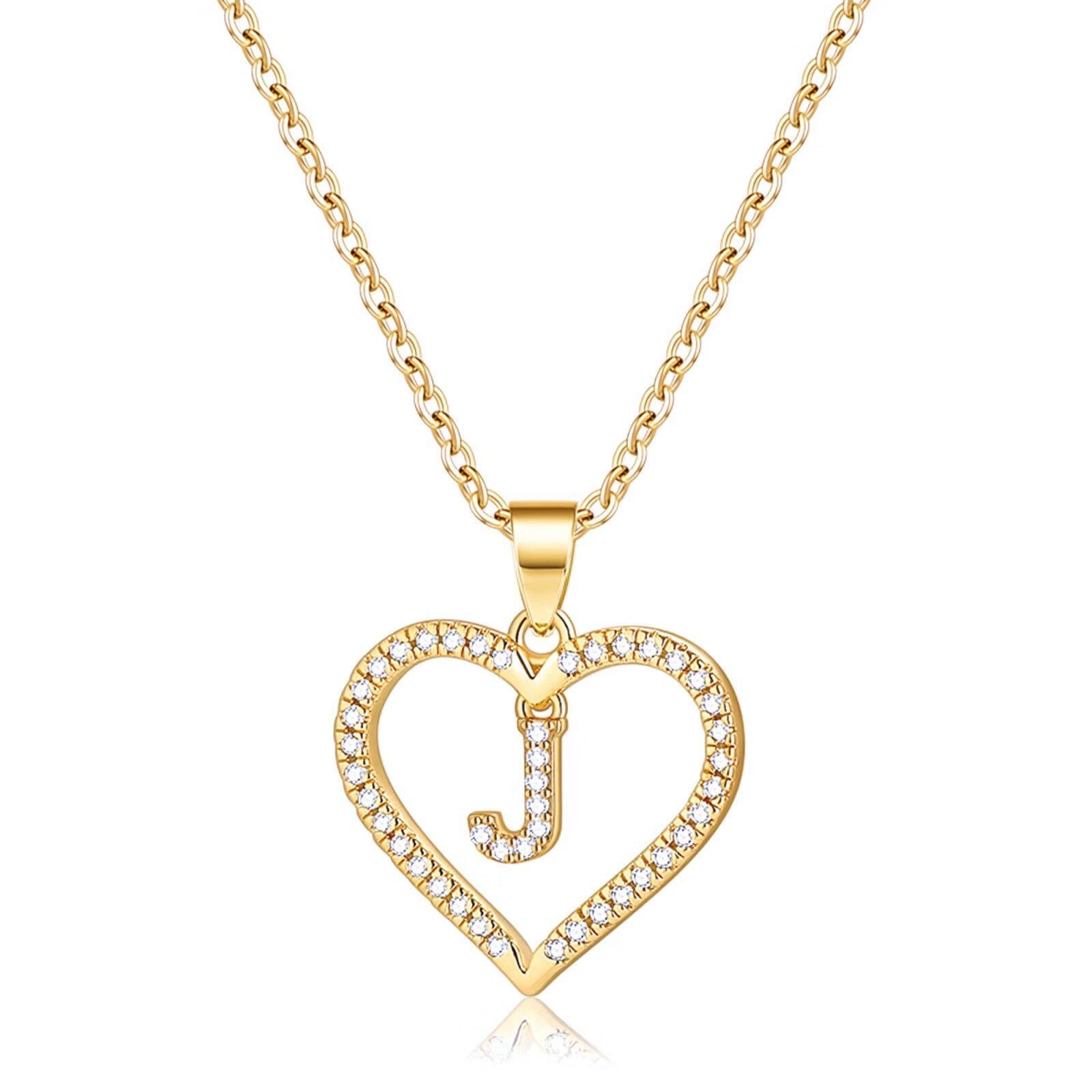 TINGN Initials Letter Necklace for Women Girls 14k Gold Filled Initial Letter Plated Charm Necklaces Love Heart Alphabet Necklace for Women Teen Girls