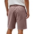 thumbnail image 4 of Havenx Mens Casual Corduroy Shorts Elastic Waist Button Shorts with Pockets Leather Label Stretch Short Pant Breathable Lightweight Summer Beach Clothing,Watermelon Red 3XL, 4 of 5