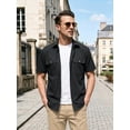 thumbnail image 5 of Men's Black Shirts Button Down Short Sleeve Shirts Relaxed Fit Casual Work Shirts with Two Pockets, 5 of 8