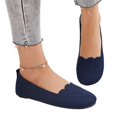 thumbnail image 6 of Women Breathable Knit Fabric Slip On Flats Scalloped Edge Round Toe Soft Flexible Non Slip Casual Walking Shoes, 6 of 6