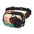 thumbnail image 2 of Saiise Sac Banane à Double Compartiment Motif Aigle Chauve Iceberg Dessin Animé Sac de Taille Carré Réglable Mains Libres Ceinture de Course Randonnée Sécurité Voyage Sergé Bandoulière, 2 of 9
