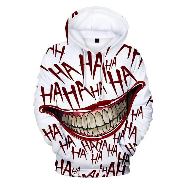 Haha joker Sudadera con capucha y estampado 3D para hombre y mujer ropa de calle divertida de Hip Hop estilo fino de gran tamano para parejas