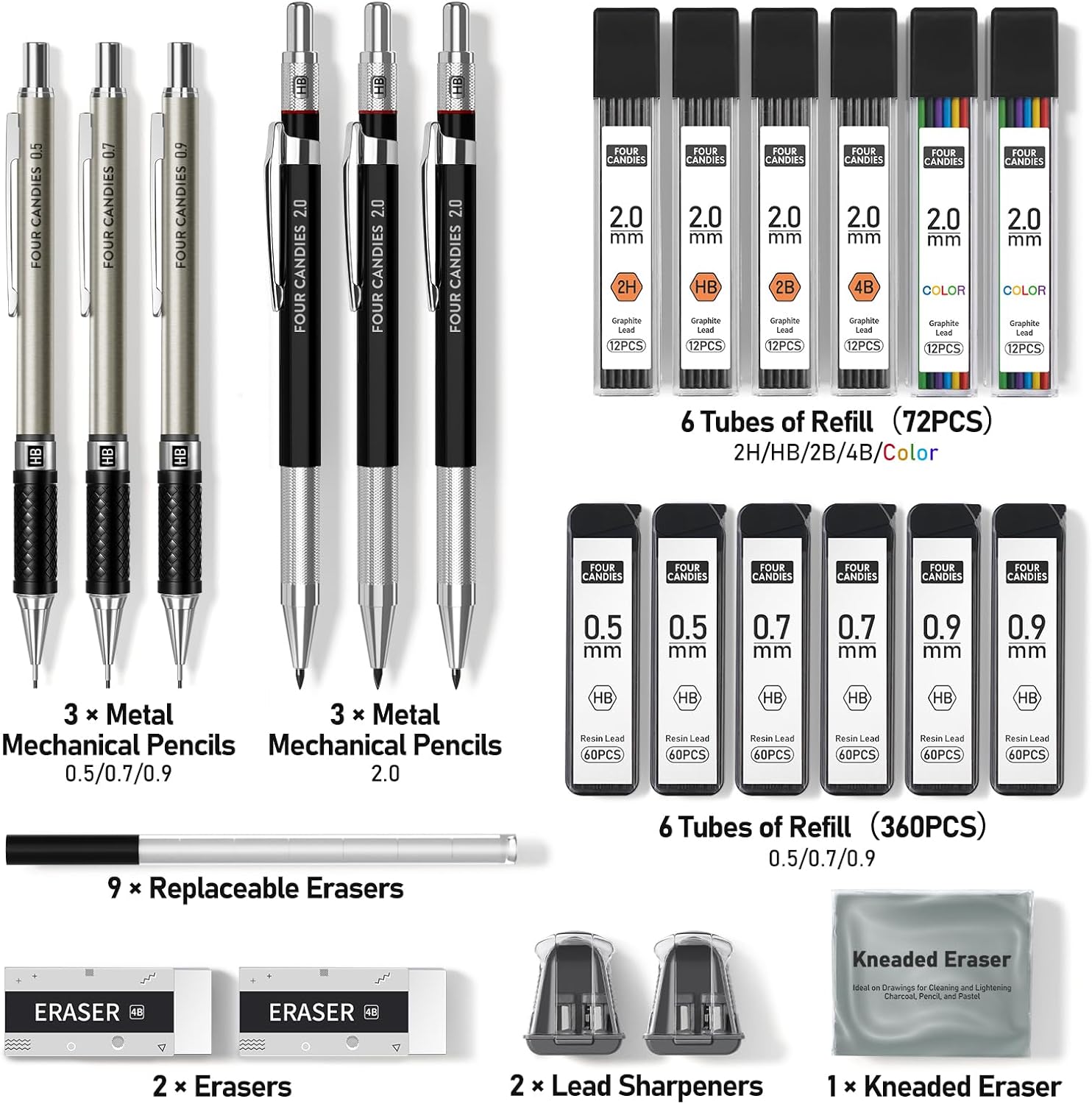 Four Candies Metal Mechanical Pencil Set 6-Piece photo 8
