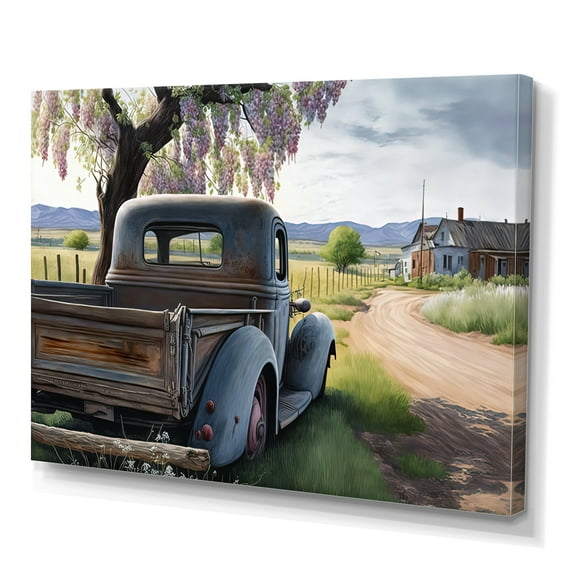 Designart Old American Truck In Barn IV Canvas Wall Art