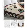 thumbnail image 5 of Queen Size Flat Sheet Only, Red Teal Brown Southwestern Soft Brushed Microfiber Bed Sheets, Ethnic Geometric Boho Retro Hotel Quality Breathable Bedding Top Sheet, Easy Care, 90"x102", 5 of 9