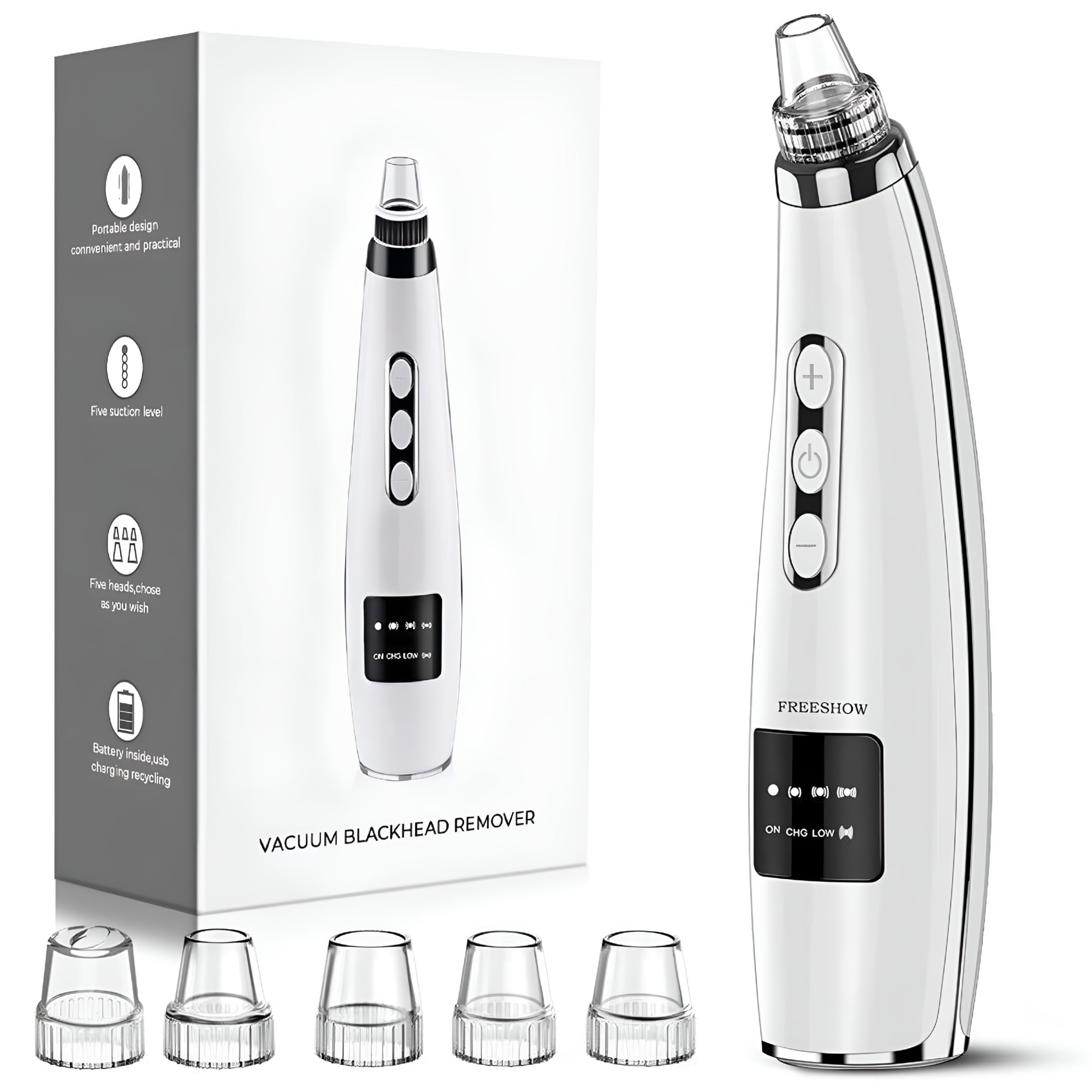 EXLEAF Probes USB Rechargeable Blackhead Vacuum Kit for Women Remover Skin Tag Face Tool