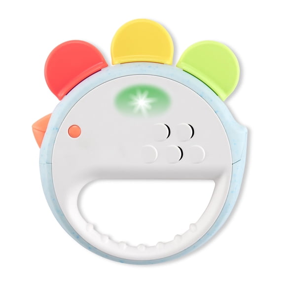 Juguete musical para bebés Skip Hop con sonidos, luces y música, pandereta Farmstand Feelin' Clucky,