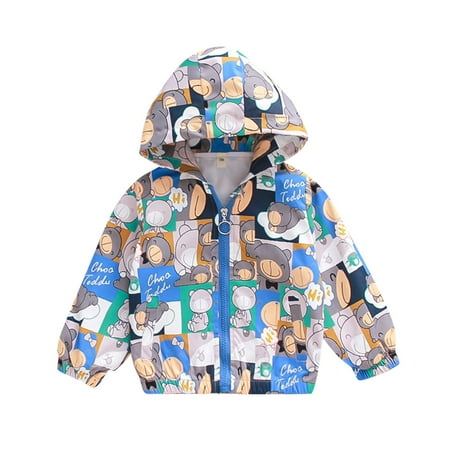 

nsendm Winter Coats Girls Size 6 Windbreaker Jacket Zipper Coat Toddler Windproof Baby Snowboarding Jackets for Girls Blue 3-4 Years