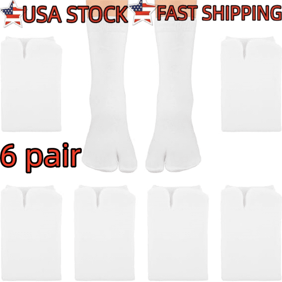 6 Pairs Flip Flop Socks, Elastic Tabi Socks Cotton Split Two Toe Socks Non Slip Ankle Socks with Toes for Women Men