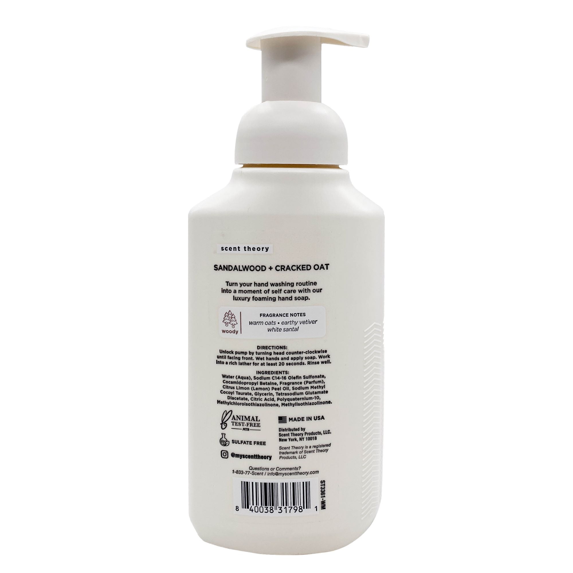 Scent Theory Foaming Hand Soap, Sandalwood and Cracked Oat, 11 fl oz