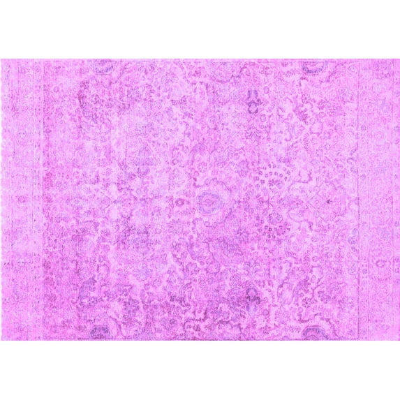Ahgly Company Indoor Rectangle Abstract Purple Contemporary Area Rugs, 2' x 5'