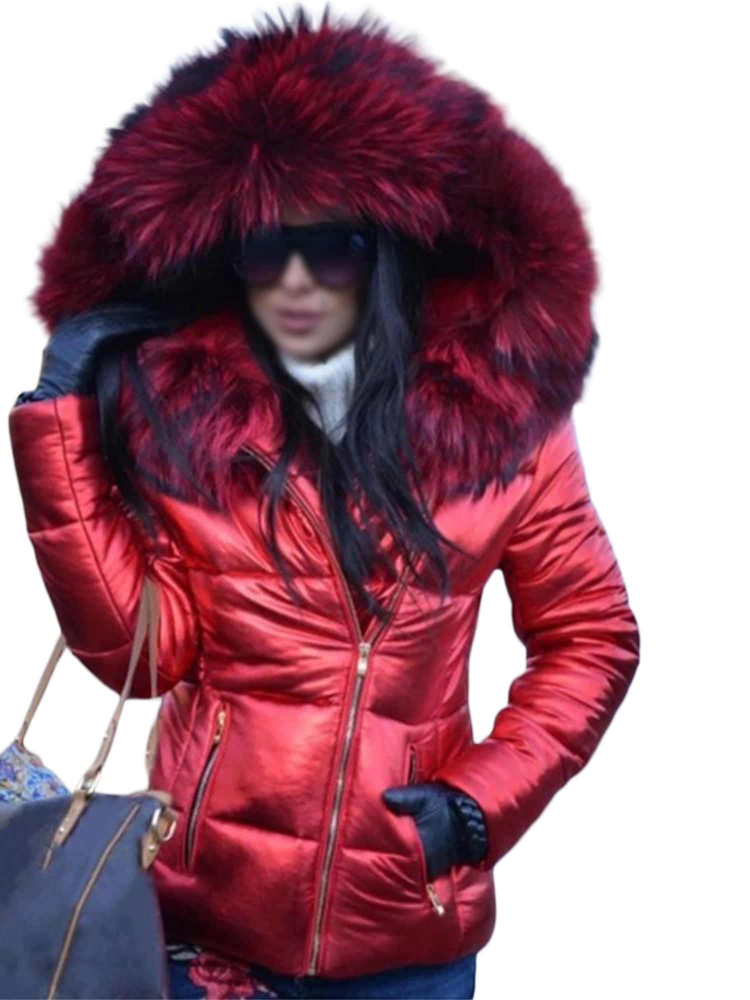 Womens Fleece Fluffy Warm Winter Coat Casual Loose Long Sleeve Jackets Outerwear