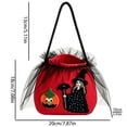 thumbnail image 3 of Halloween Kids Trick Or Treat Candy Bag, Witch Pumpkin Embroidery Non‑Woven Handbag With Handle, Reusable Goodie Gift Pouch For Halloween Party, Red, 3 of 9