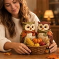 thumbnail image 3 of Wooden Owl Fall Decor with Harvest Basket and Pumpkins, 1 Piece, Multicolor Rustic Design for Home Table and Mantel, Decoration, 3 of 3