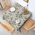 thumbnail image 2 of Beige Halloween Pumpkin Skull Bat Pattern Square Tablecloth,Waterproof Square Table Cover,Wipeable Spillproof Washable Table Cover for Home Kitchen Party Decor 42"X42"(107x107cm), 2 of 6