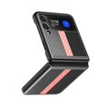 thumbnail image 1 of Carbon Fiber Pattern Pu Leather Case Compatible With Samsung Galaxy Z Flip 4, Hard Pc Frame Shockproof Cover, 1 of 5