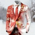 thumbnail image 2 of KHONTS Men's Christmas Blazer Jacket Xmas Snowflake Print Long Sleeve Open Button Business Office Jacket Work Blazers 02-Watermelon Red XXXL, 2 of 3