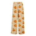 thumbnail image 4 of WTOBBY Women's Loose Casual Halloween Printed Wide Leg Pants, Elastic Waistband Drawstring with Pocket, Novelty Fall Seasonal Trousers,Ginger S, 4 of 6